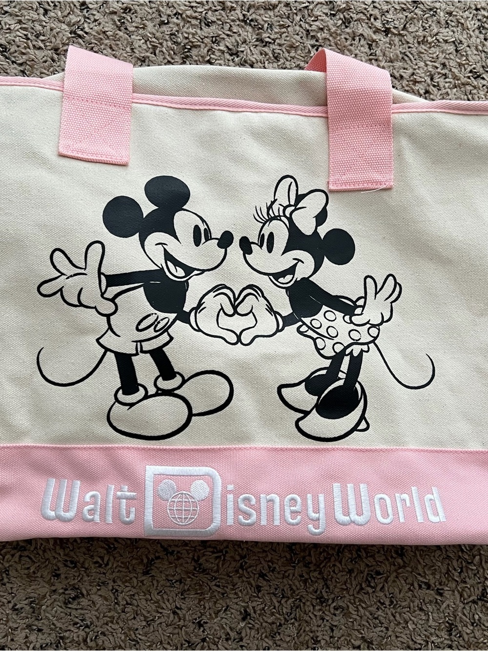 Disney Pink and Cream Mickey & Minnie Canvas Tote